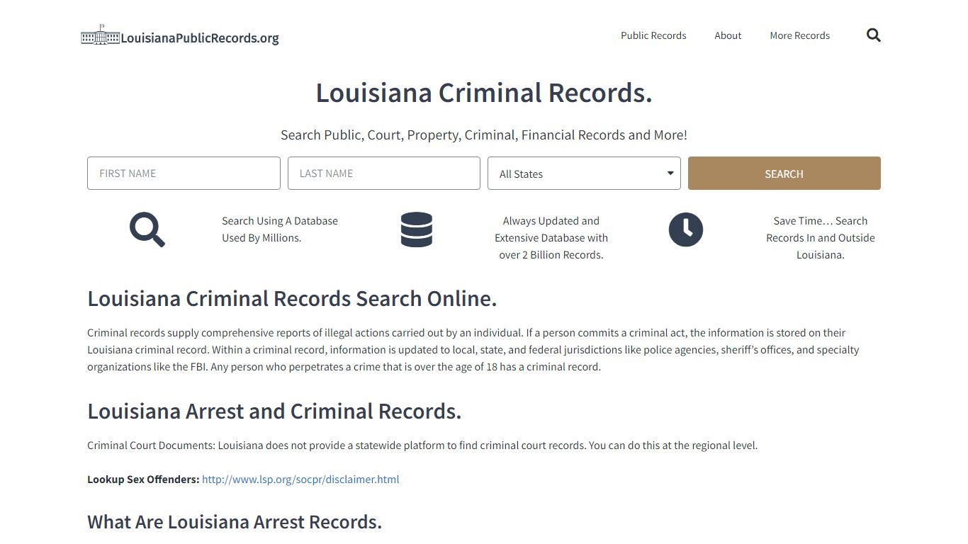 Louisiana Criminal Records: LouisianaPublicRecords.org